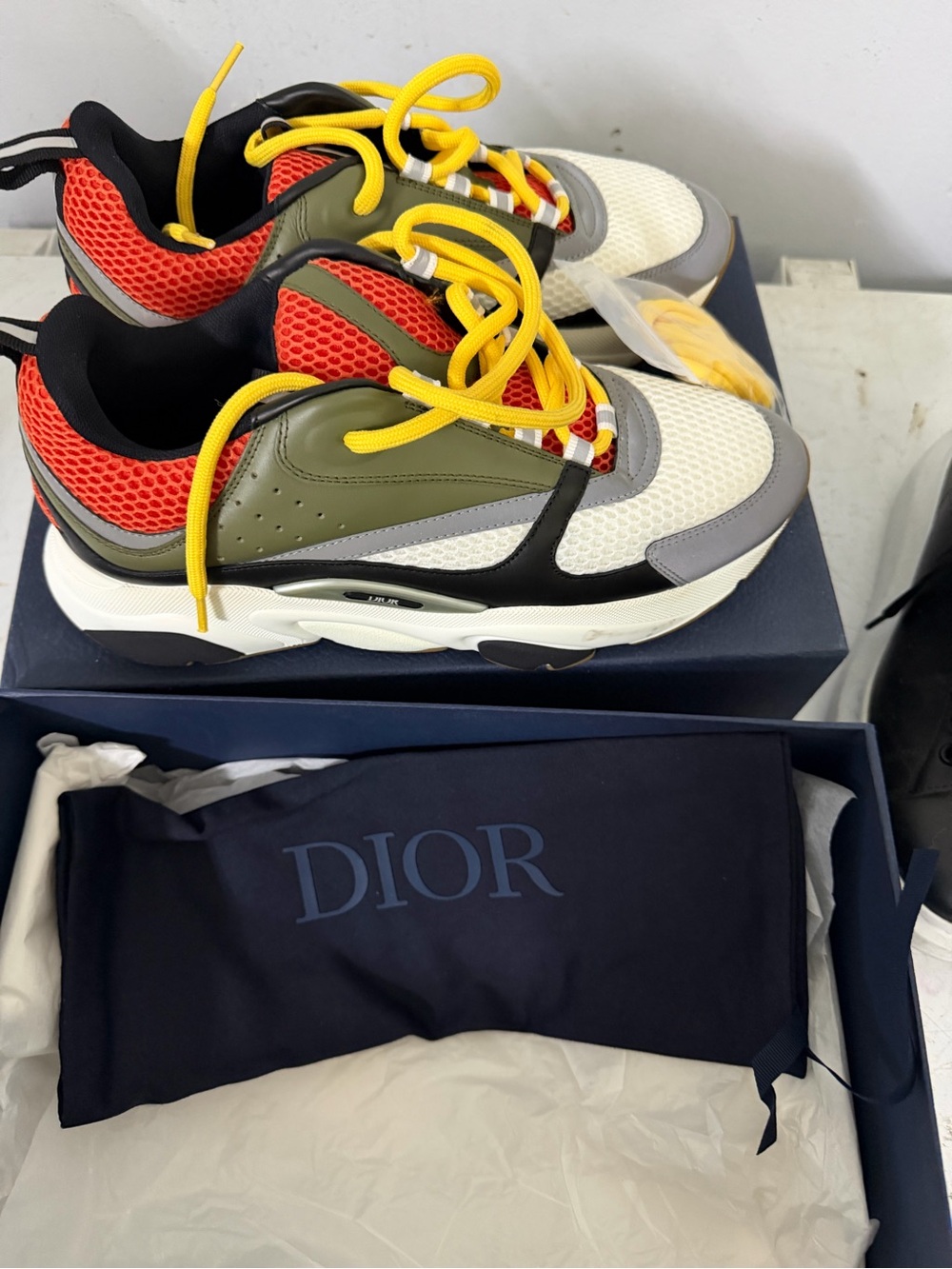 Dior Men's Olive, Red & Yellow Low-Top Sneakers - Picture 2 of 5